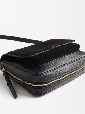 Bolso Bandolera Con Piel