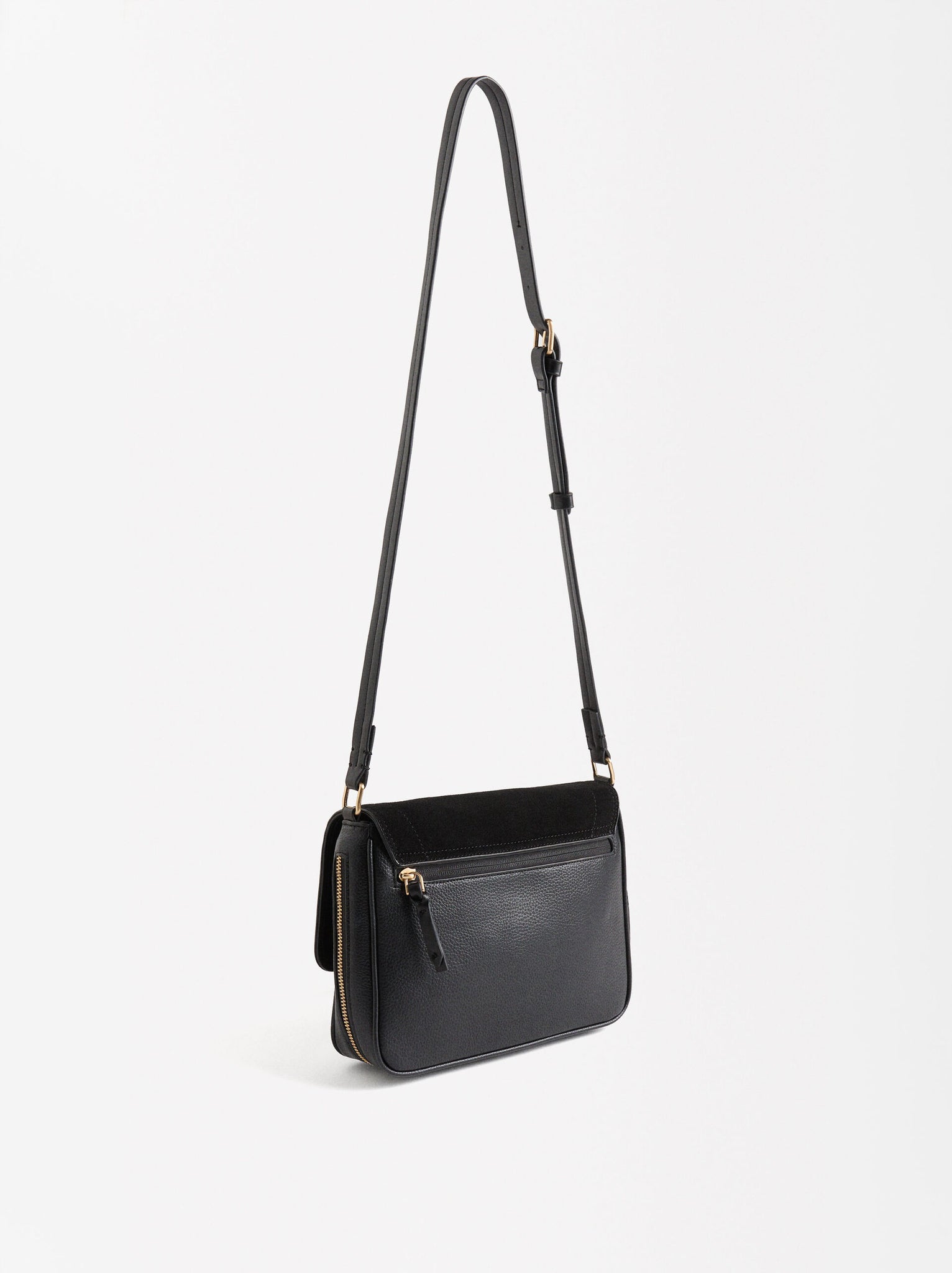 Bolso Bandolera Con Piel