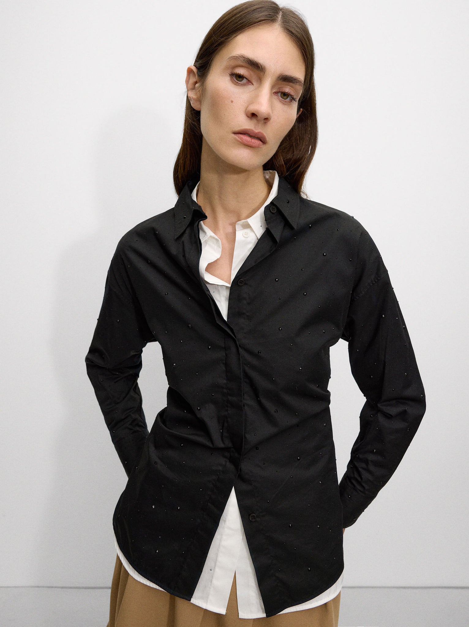 Camisa 100% Algodón Con Strass