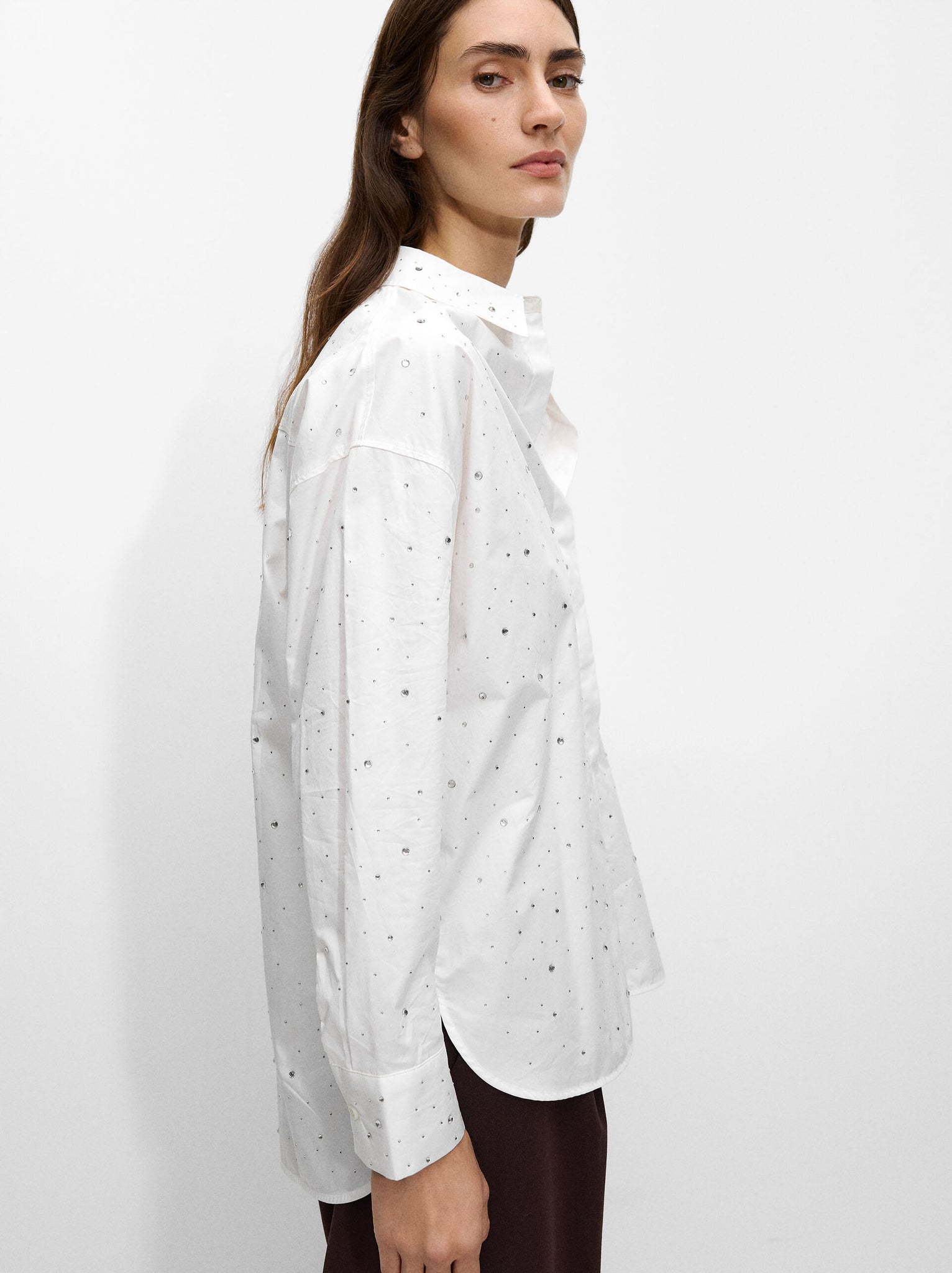 Camisa 100% Algodón Con Strass