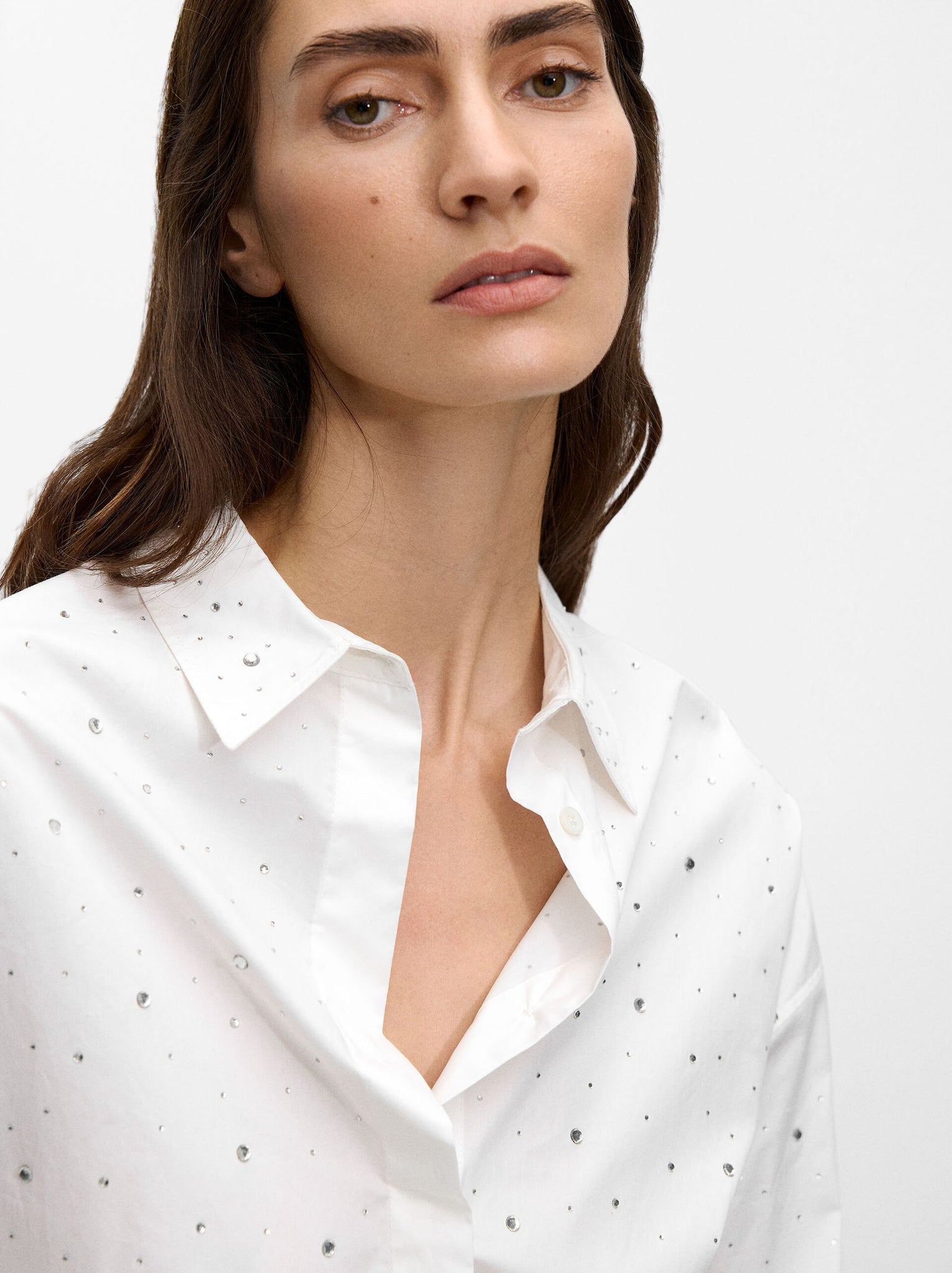 Camisa 100% Algodón Con Strass