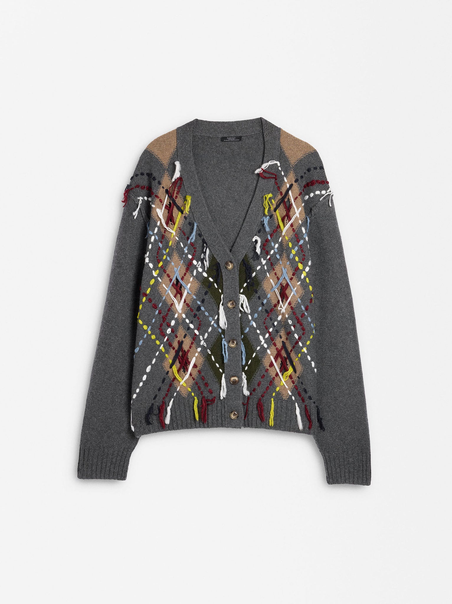 Cárdigan Jacquard Con Bordado