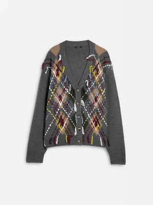 Cárdigan Jacquard Con Bordado