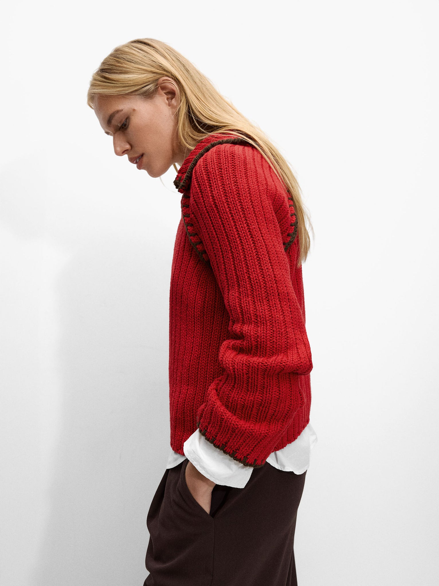 Jersey De Punto Con Pespuntes