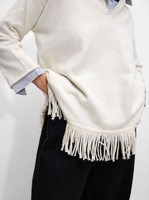 Poncho De Punto Con Flecos