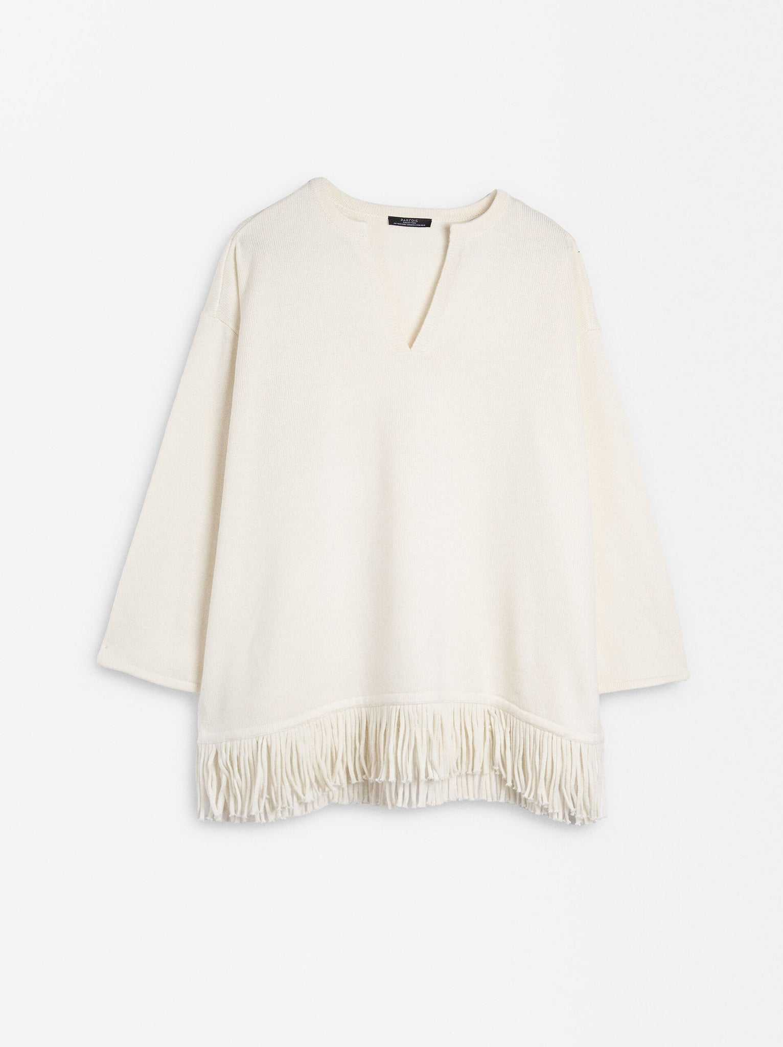 Poncho De Punto Con Flecos