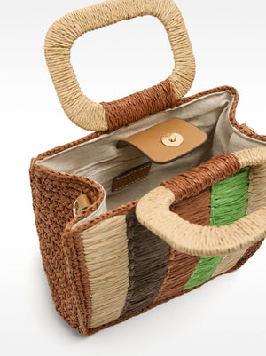 Bolso tote multicolor con efecto rafia