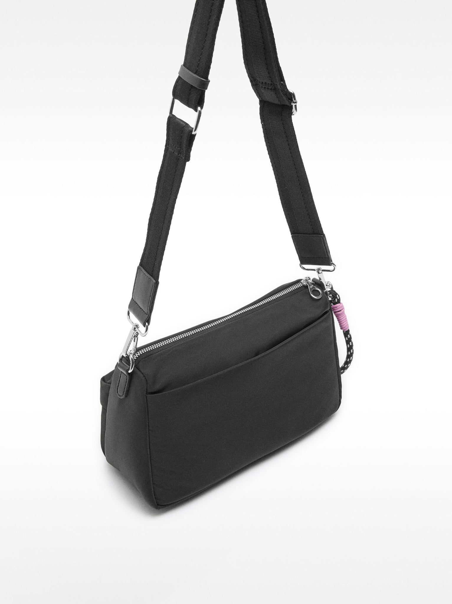 Bolso bandolera de nylon con bolsillo exterior