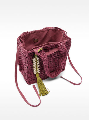 Bolso tote efecto rafia con detalle