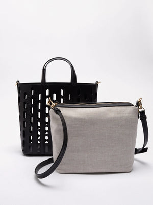 Bolso tote perforado con bolso removible