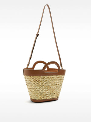 Bolso tote de rafia con asa bandolera M