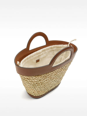Bolso tote de rafia con asa bandolera M