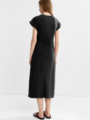 Vestido drapeado con lazo