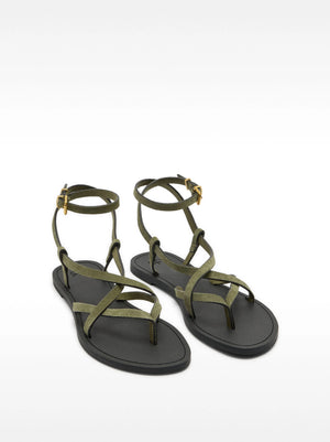 Sandalias planas de piel con tiras