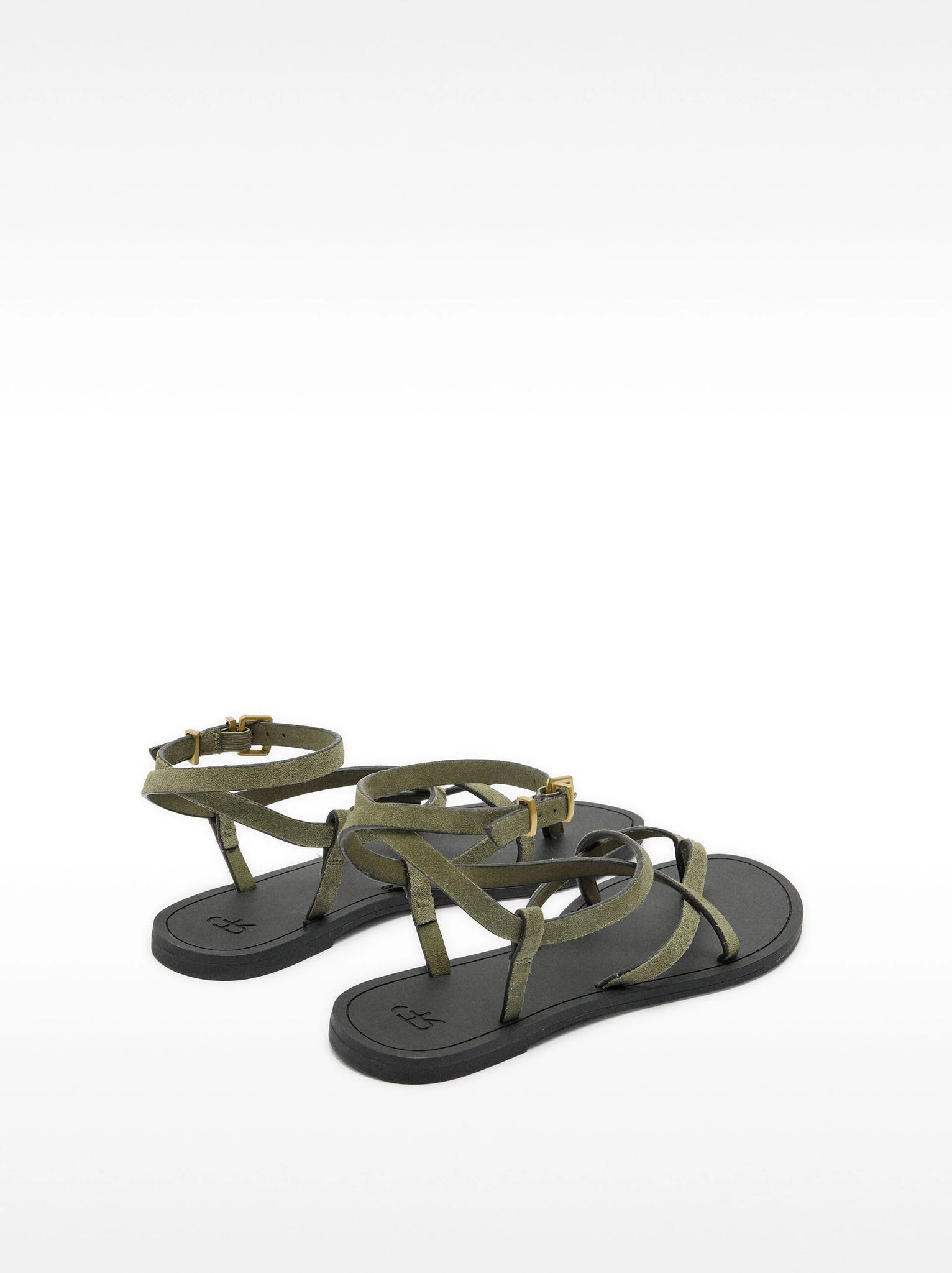 Sandalias planas de piel con tiras