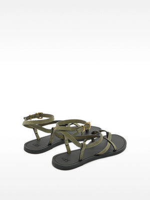 Sandalias planas de piel con tiras