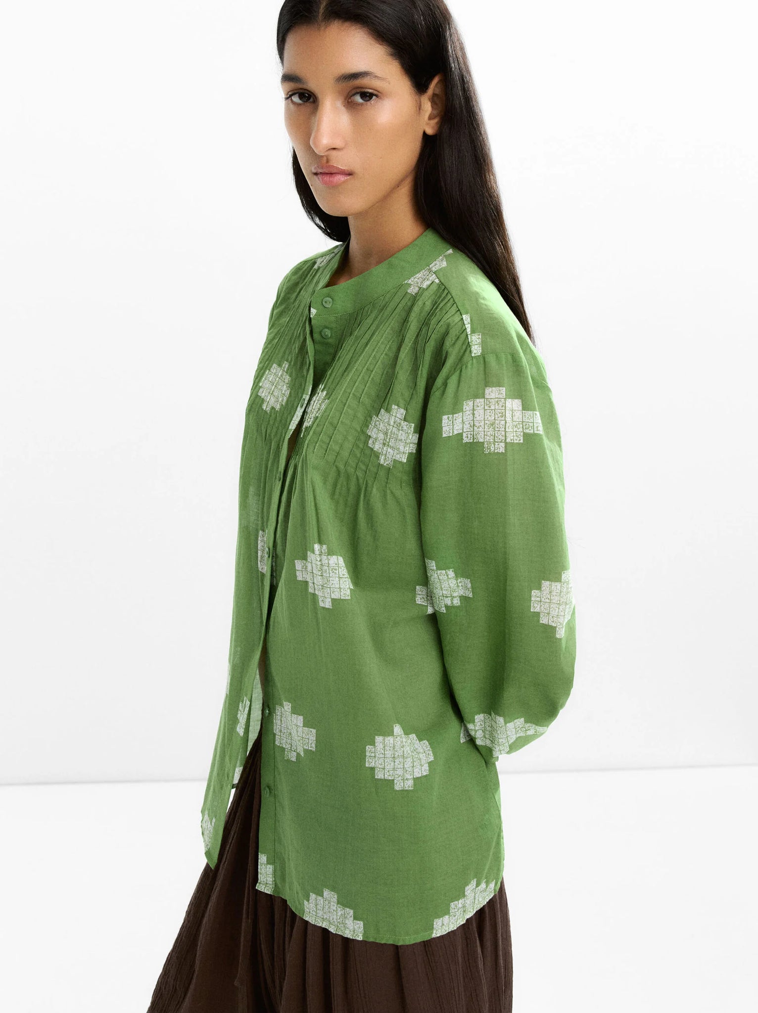 Camisa estampado geométrico 100 % algodón