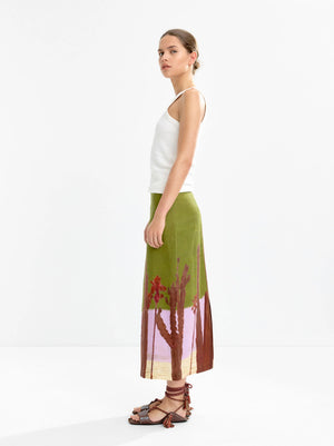 Falda 100 % lino con estampado