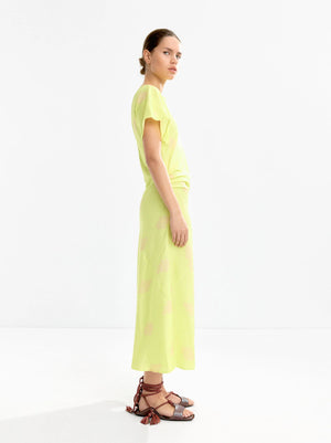 Vestido midi estampado drapeado