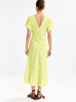 Vestido midi estampado drapeado
