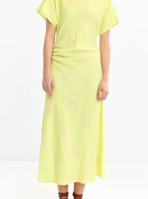 Vestido midi estampado drapeado