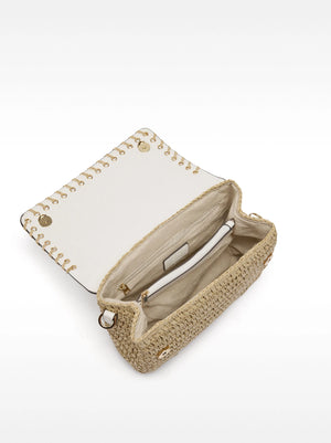 Bolso bandolera de efecto rafia con solapa