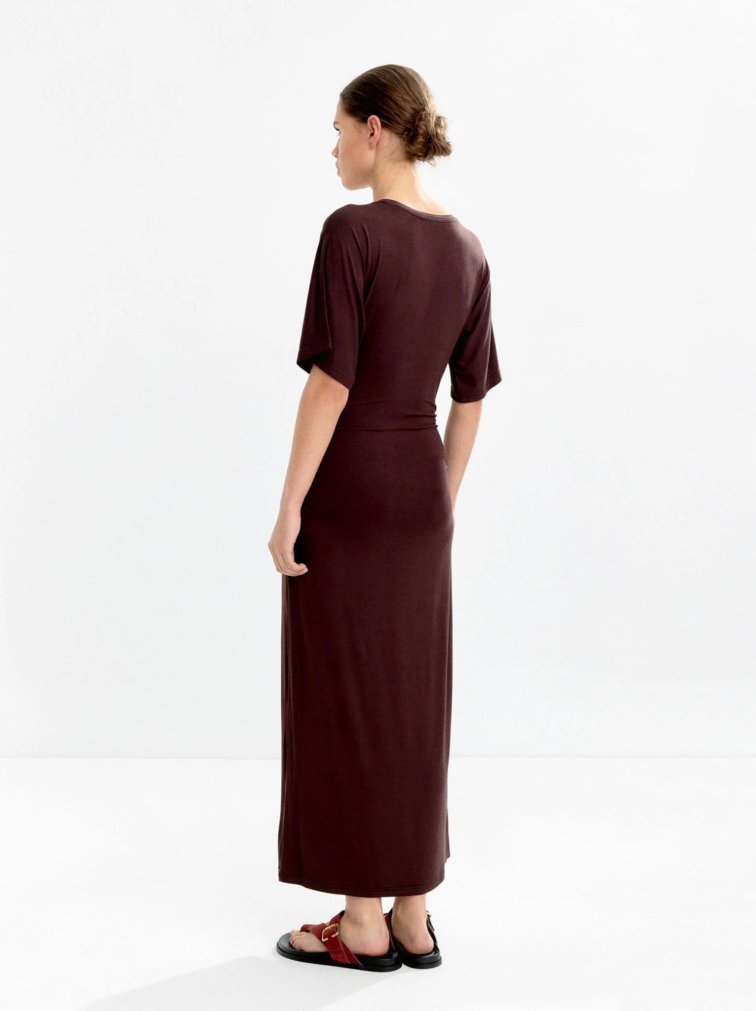 Vestido largo con fruncido