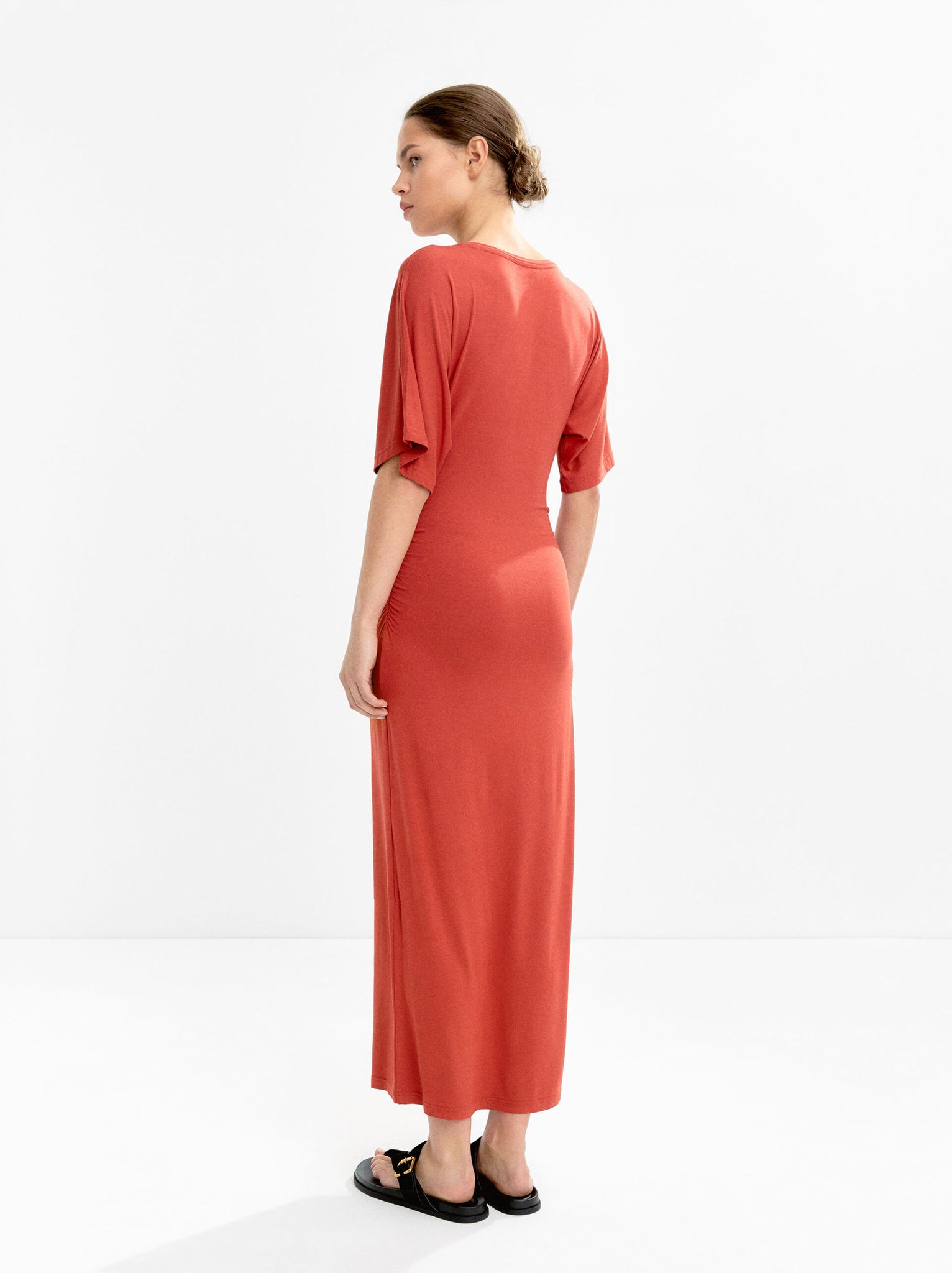 Vestido largo con fruncido