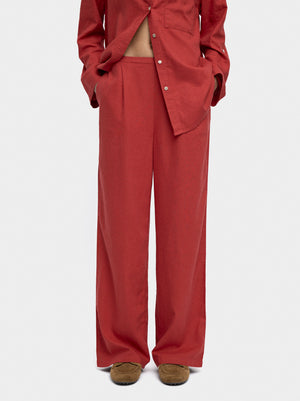 Pantalón mezcla de lino cintura elástica
