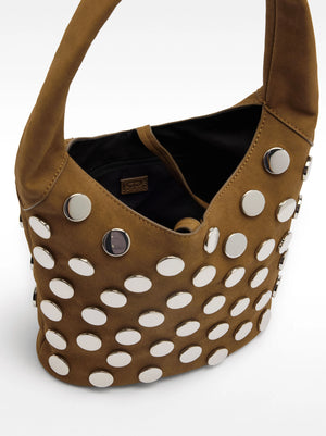 Bolso de hombro efecto piel con tachuelas