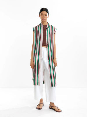 Vestido camisero midi a rayas