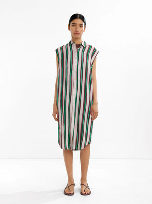 Vestido camisero midi a rayas