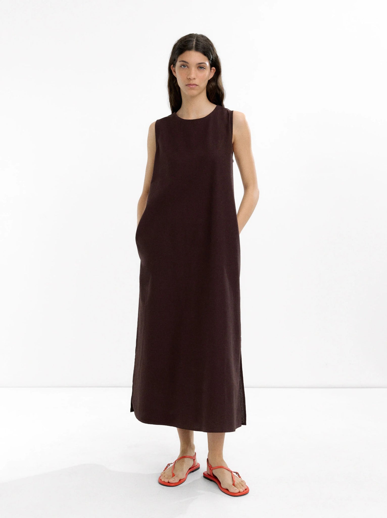 Vestido de algodón y lino