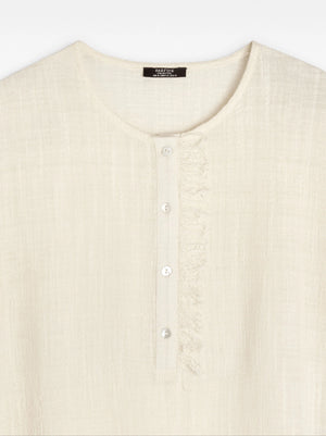 Camiseta mezcla de lino con botones