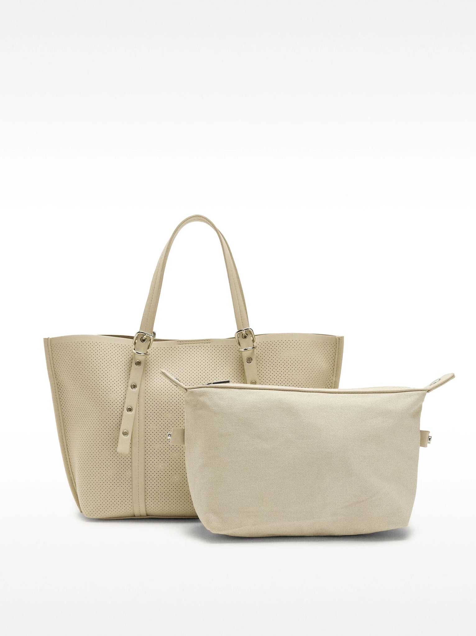 Bolso tote perforado con bolso removible