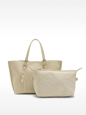Bolso tote perforado con bolso removible