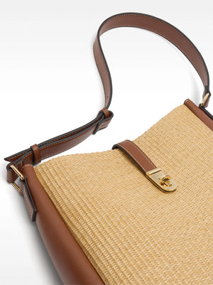 Bolso de hombro efecto rafia