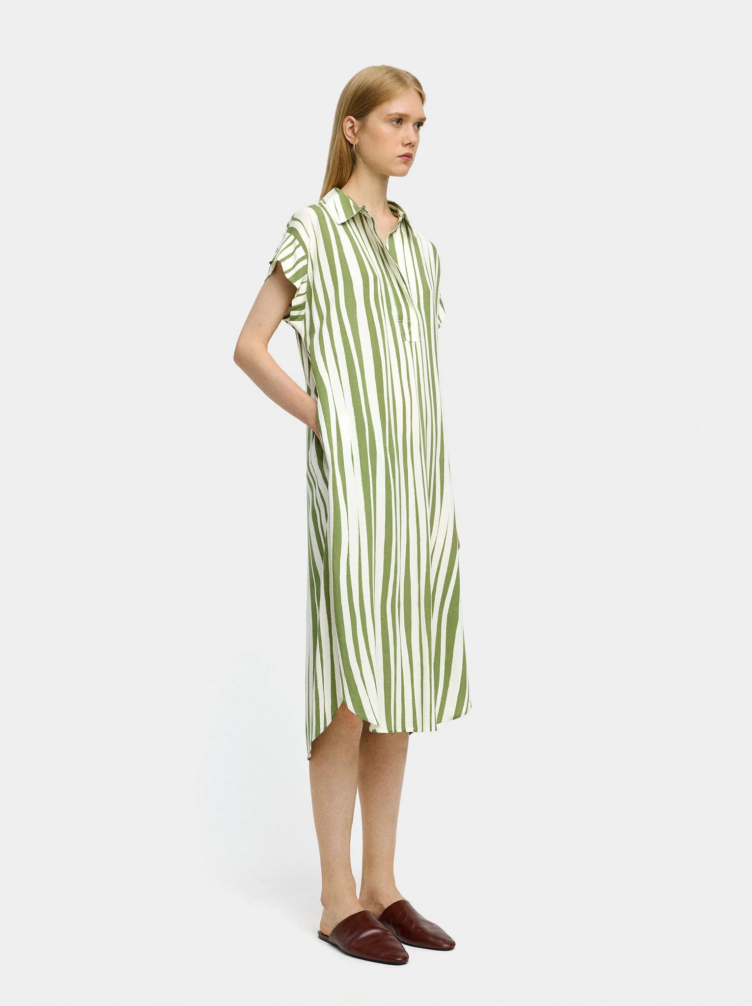 Vestido camisero de rayas