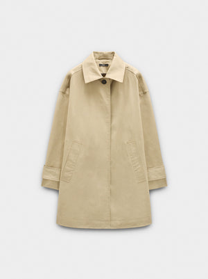Trench midi de algodón con bolsillos