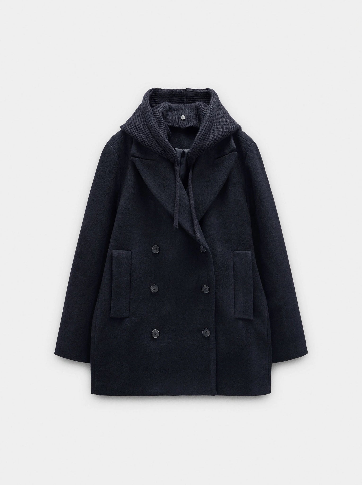 Chaqueta mezcla de lana con capucha removible