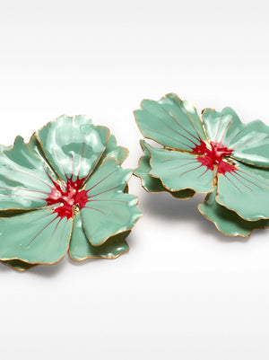 Pendientes maxi de flor doble esmaltados