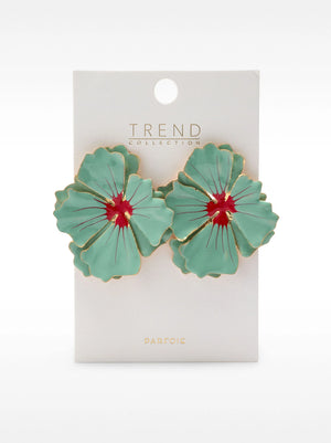 Pendientes maxi de flor doble esmaltados