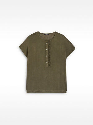 Camiseta mezcla de lino con botones