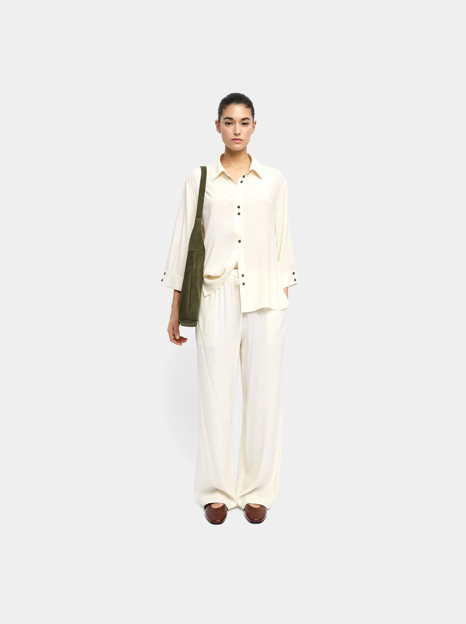 Pantalón de lyocell con cintura elástica