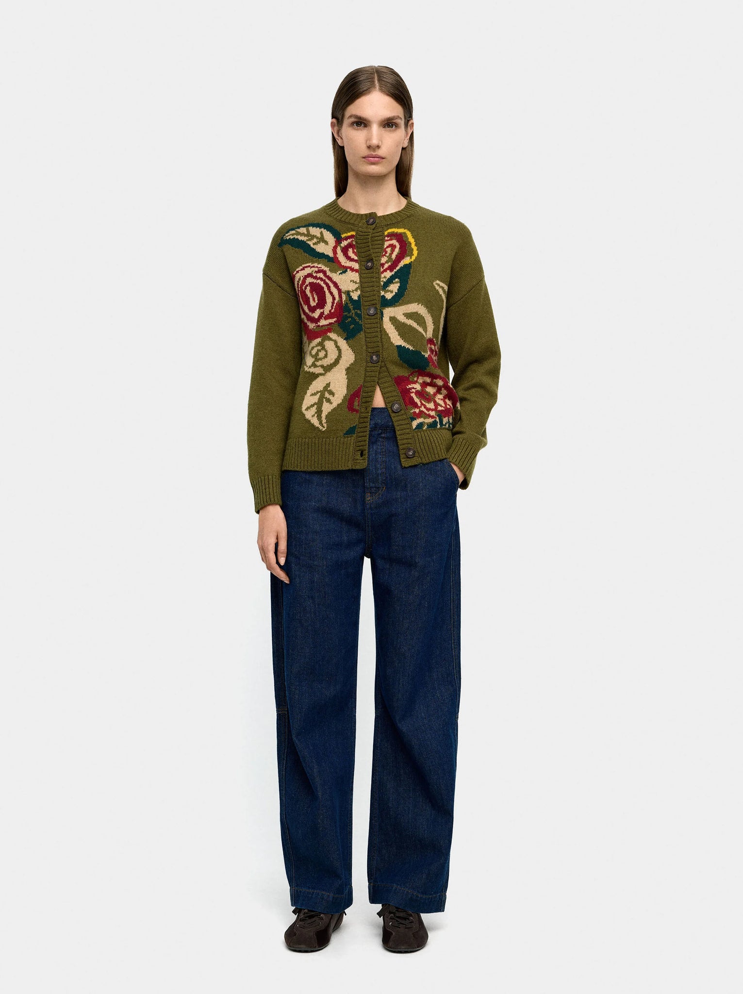 Cárdigan de punto jacquard floral