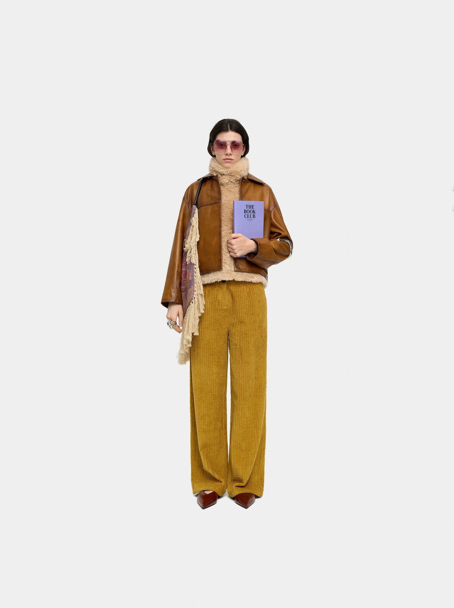 Chaqueta de piel con pespuntes