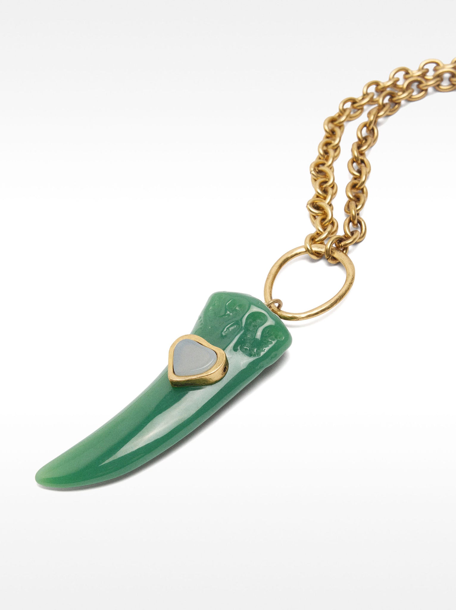 Collar largo de eslabones con colgante de piedra