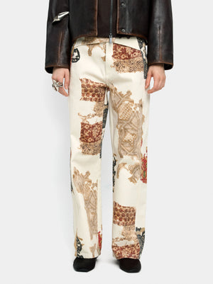 Pantalón denim estampado 100% algodón