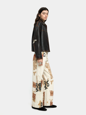 Pantalón denim estampado 100% algodón