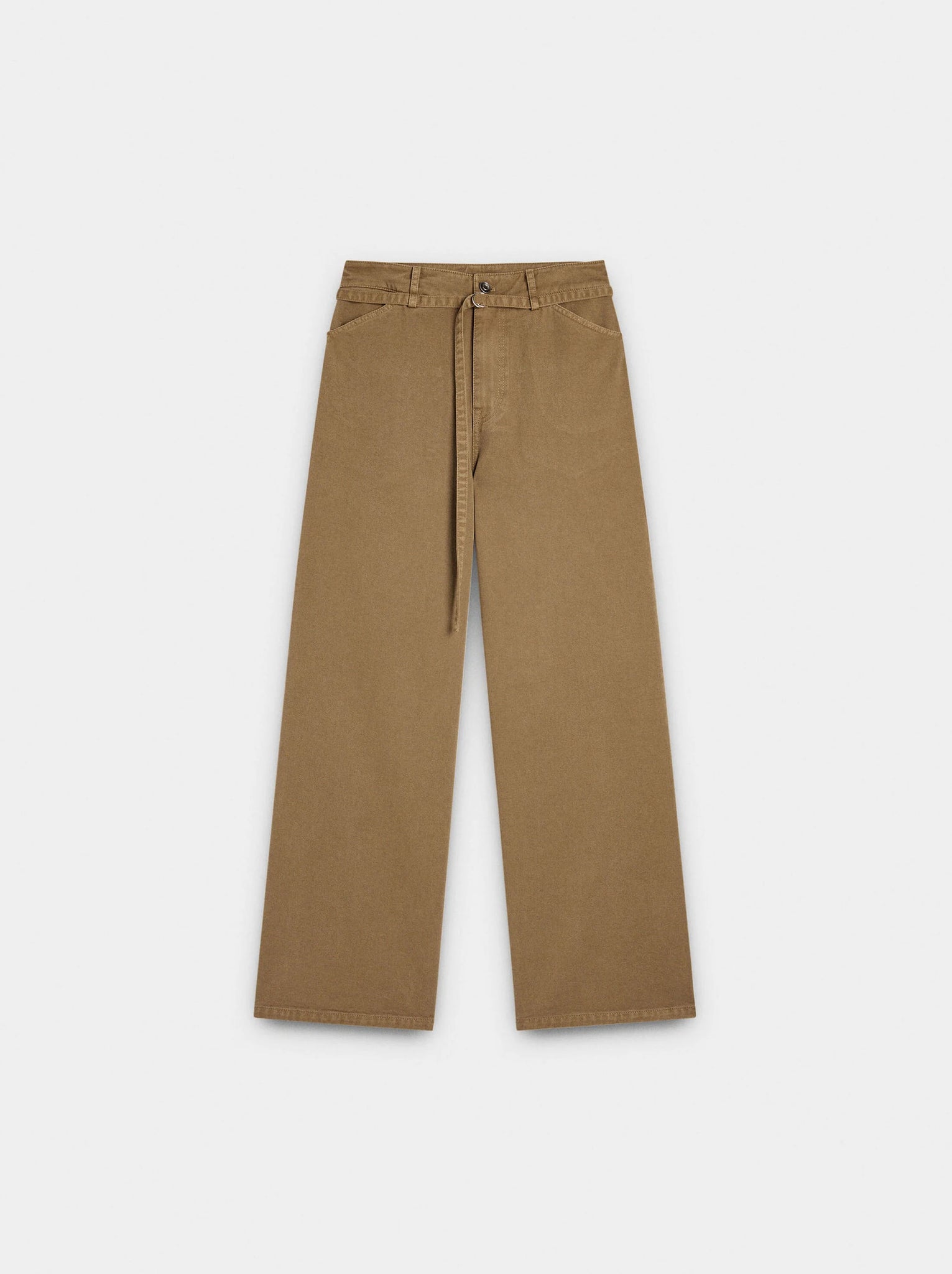 Pantalon denim recto con cinturón